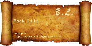 Back Lili névjegykártya